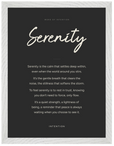 Serenity Word of Intention Framed print 30x40 cm / 12x16″ White frame Carbon paper