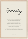 Serenity Word of Intention Framed print 50x70 cm / 20x28″ Wood frame Linen paper