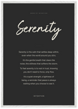 Serenity Word of Intention Framed print A1 (59.4 x 84.1 cm) White frame Carbon paper
