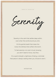 Serenity Word of Intention Framed print A1 (59.4 x 84.1 cm) Wood frame Linen paper