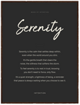Serenity Word of Intention Framed print 60x80 cm / 24x32″ Dark wood frame Carbon paper