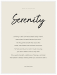 Serenity Word of Intention Framed print 60x80 cm / 24x32″ White frame Linen paper