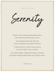 Serenity Word of Intention Framed print 60x80 cm / 24x32″ Wood frame Linen paper