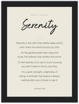 Serenity Word of Intention Framed print 13x18 cm / 5x7″ Black frame Linen paper