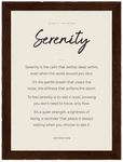 Serenity Word of Intention Framed print 13x18 cm / 5x7″ Dark wood frame Linen paper