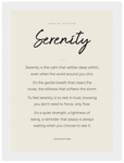 Serenity Word of Intention Framed print 13x18 cm / 5x7″ White frame Linen paper