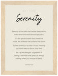 Serenity Word of Intention Framed print 13x18 cm / 5x7″ Wood frame Linen paper