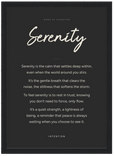 Serenity Word of Intention Framed print 21x29.7 cm / 8x12" Black frame Carbon paper
