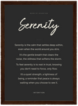 Serenity Word of Intention Framed print 21x29.7 cm / 8x12" Dark wood frame Carbon paper