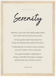 Serenity Word of Intention Framed print 21x29.7 cm / 8x12" Wood frame Linen paper