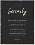 Serenity Word of Intention Framed print 30x40 cm / 12x16″ Dark wood frame Carbon paper