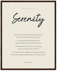 Serenity Word of Intention Framed print 40x50 cm / 16x20″ Dark wood frame Linen paper