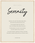 Serenity Word of Intention Framed print 40x50 cm / 16x20″ Wood frame Linen paper
