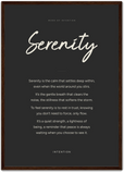 Serenity Word of Intention Framed print A2 (42 x 59.4 cm) Dark wood frame Carbon paper