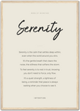 Serenity Word of Intention Framed print A2 (42 x 59.4 cm) Wood frame Linen paper