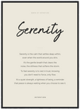 Serenity Word of Intention Framed print 50x70 cm / 20x28″ Black frame Linen paper
