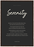 Serenity Word of Intention Framed print 50x70 cm / 20x28″ Dark wood frame Carbon paper