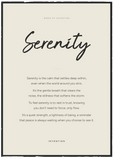 Serenity Word of Intention Framed print A1 (59.4 x 84.1 cm) Black frame Linen paper