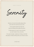 Serenity Word of Intention Framed print A1 (59.4 x 84.1 cm) Wood frame Linen paper