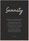 Serenity Word of Intention Framed print 70x100 cm / 28x40″ Dark wood frame Carbon paper