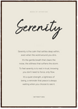 Serenity Word of Intention Framed print 70x100 cm / 28x40″ Dark wood frame Linen paper