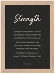 Strength Word of Intention Framed print 21x29.7 cm / 8x12" Wood frame Carbon paper