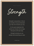 Strength Word of Intention Framed print A2 (42 x 59.4 cm) Wood frame Carbon paper