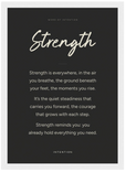 Strength Word of Intention Framed print 21x29.7 cm / 8x12" White frame Carbon paper