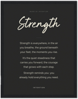Strength Word of Intention Framed print 30x40 cm / 12x16″ Black frame Carbon paper