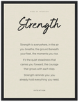 Strength Word of Intention Framed print 30x40 cm / 12x16″ Black frame Linen paper