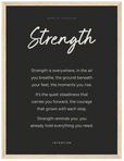Strength Word of Intention Framed print 30x40 cm / 12x16″ Wood frame Carbon paper