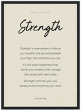 Strength Word of Intention Framed print A3 (29.7 x 42 cm) Black frame Linen paper