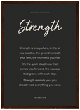 Strength Word of Intention Framed print A3 (29.7 x 42 cm) Dark wood frame Carbon paper