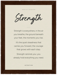 Strength Word of Intention Framed print A3 (29.7 x 42 cm) Dark wood frame Linen paper