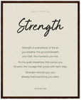 Strength Word of Intention Framed print 40x50 cm / 16x20″ Dark wood frame Linen paper