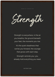 Strength Word of Intention Framed print A2 (42 x 59.4 cm) Dark wood frame Carbon paper