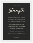 Strength Word of Intention Framed print A2 (42 x 59.4 cm) White frame Carbon paper