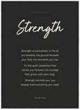 Strength Word of Intention Framed print 50x70 cm / 20x28″ Black frame Carbon paper