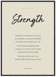 Strength Word of Intention Framed print 50x70 cm / 20x28″ Black frame Linen paper