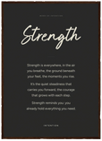 Strength Word of Intention Framed print 50x70 cm / 20x28″ Dark wood frame Carbon paper