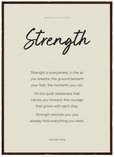 Strength Word of Intention Framed print 50x70 cm / 20x28″ Dark wood frame Linen paper