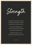 Strength Word of Intention Framed print 50x70 cm / 20x28″ Wood frame Carbon paper