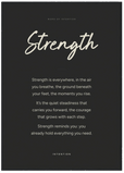 Strength Word of Intention Framed print A1 (59.4 x 84.1 cm) Black frame Carbon paper