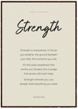 Strength Word of Intention Framed print A1 (59.4 x 84.1 cm) Dark wood frame Linen paper