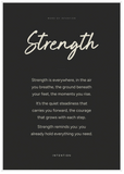 Strength Word of Intention Framed print 70x100 cm / 28x40″ White frame Carbon paper