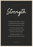 Strength Word of Intention Framed print 70x100 cm / 28x40″ Wood frame Carbon paper