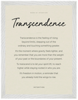 Transcendence Word of Intention Framed print 30x40 cm / 12x16″ White frame Linen paper