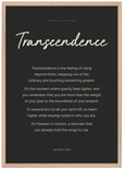 Transcendence Word of Intention Framed print 50x70 cm / 20x28″ Wood frame Carbon paper