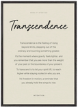 Transcendence Word of Intention Framed print A1 (59.4 x 84.1 cm) Black frame Linen paper