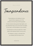 Transcendence Word of Intention Framed print 70x100 cm / 28x40″ Black frame Linen paper